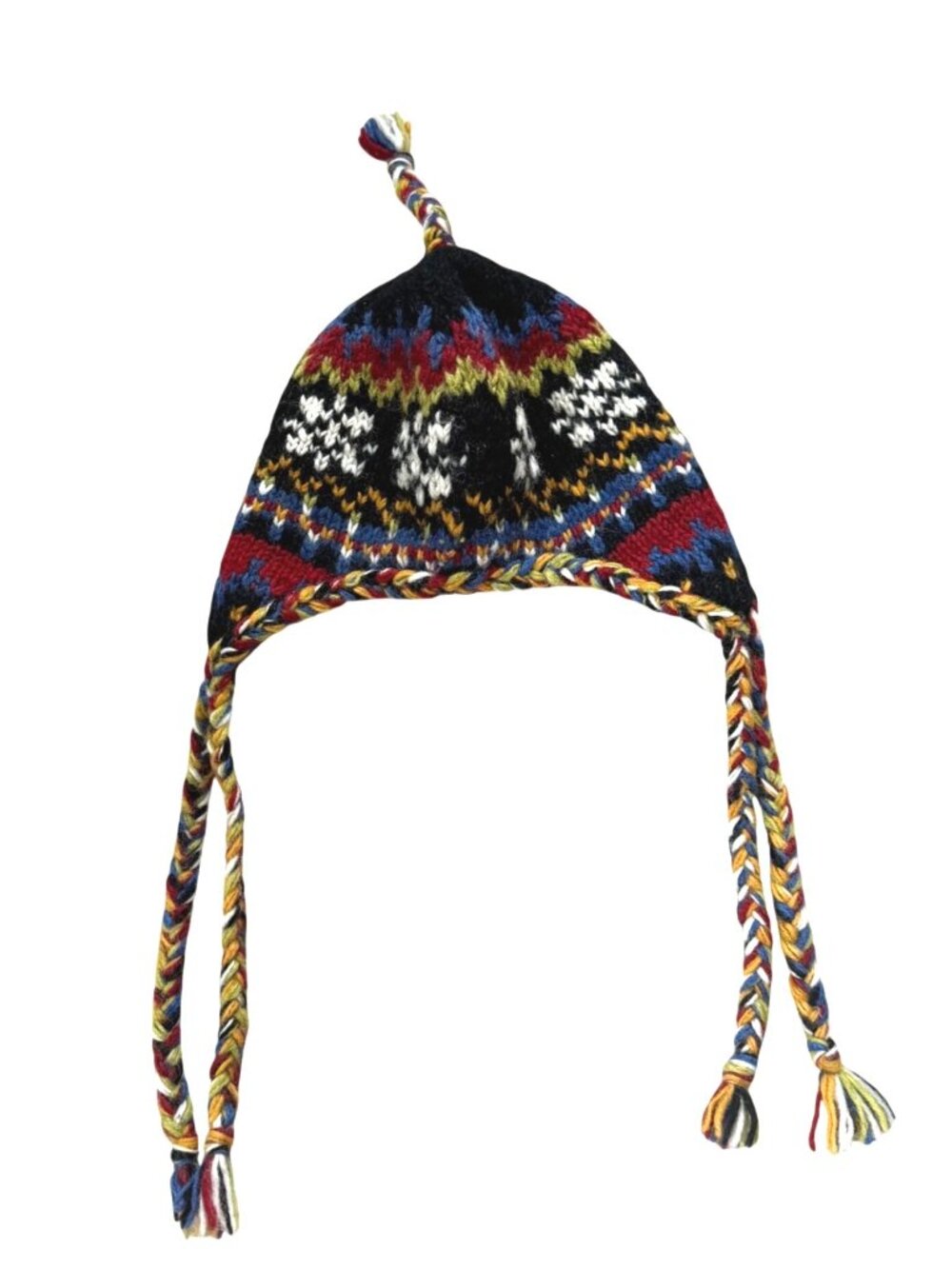 Newari Women's Earflap Hat Fair Isle Boho Winter Warmth Icelandic Hand Knit Wool
